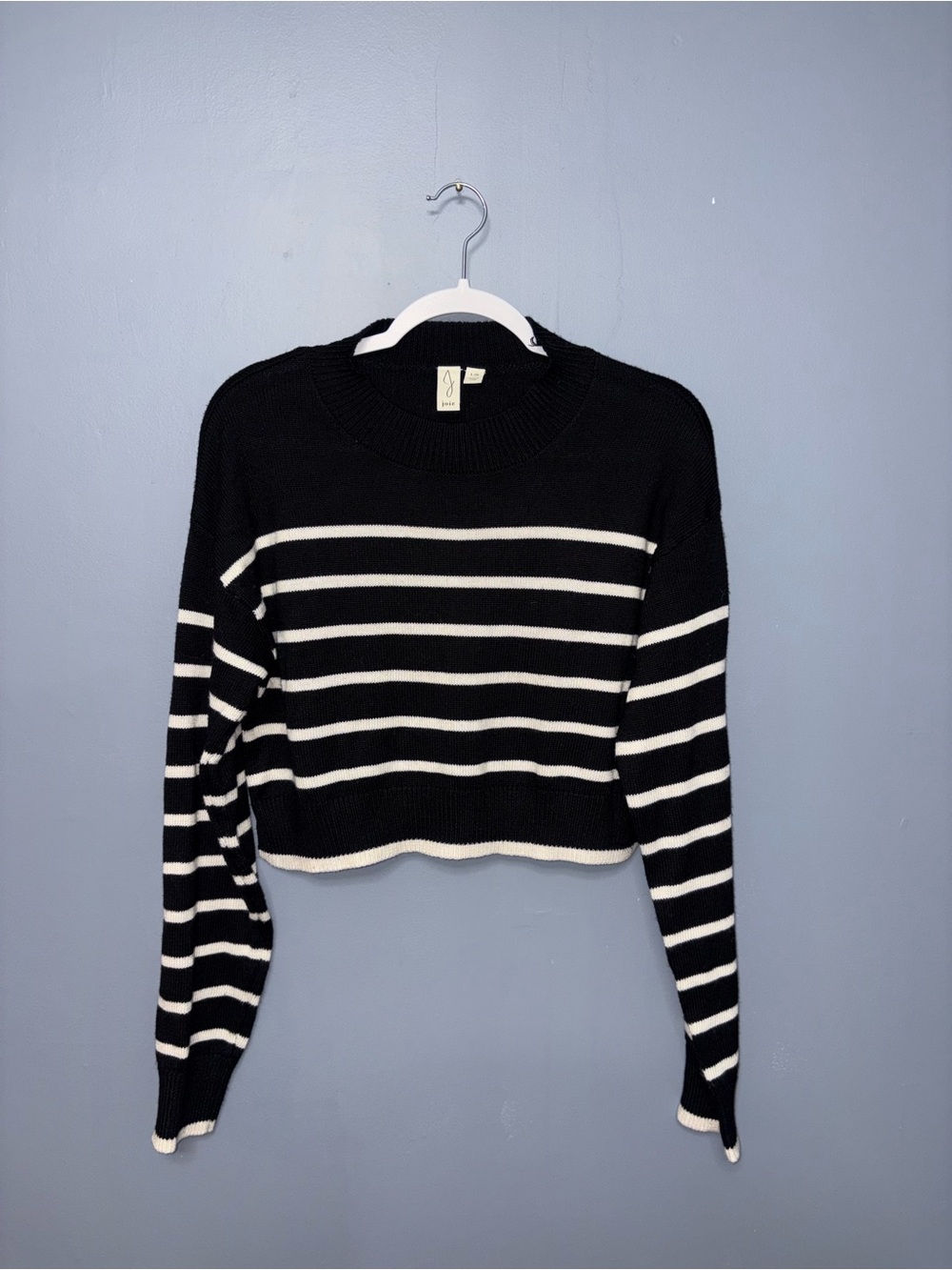 Joie | Black Striped Cropped Sweater | Size Large